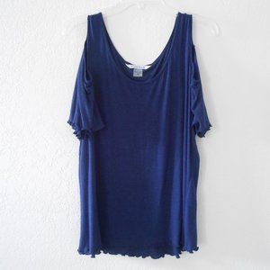 Nygard Dark Navy Blue Cold-Shoulder Top